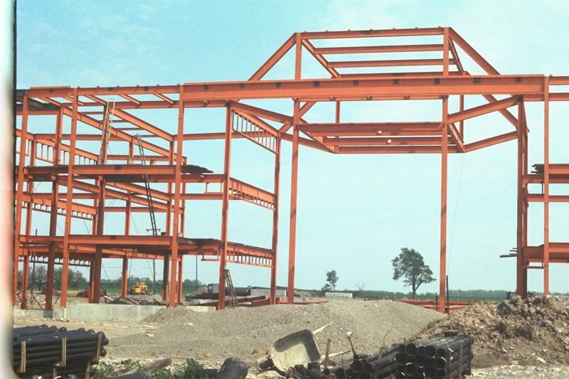 Frame for the Batavia campus during construction in 1972
